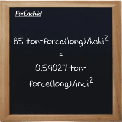 85 ton-force(long)/kaki<sup>2</sup> setara dengan 0.59027 ton-force(long)/inci<sup>2</sup> (85 LT f/ft<sup>2</sup> setara dengan 0.59027 LT f/in<sup>2</sup>)